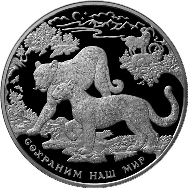 100 рублей 2011 года Переднеазиатский леопард, серебро